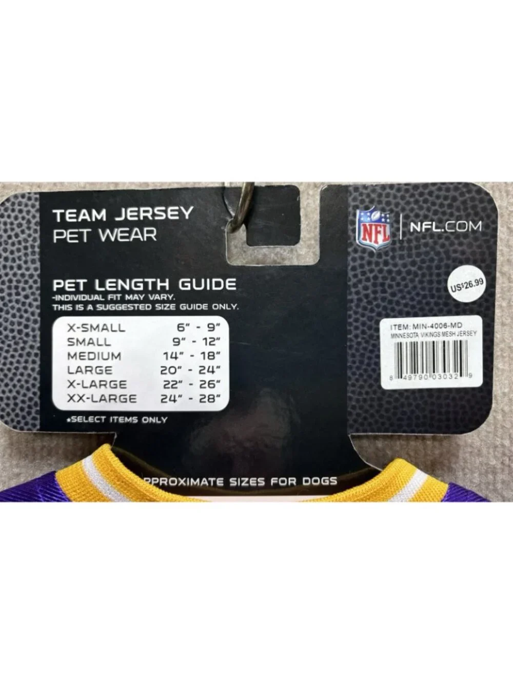 NFL Official Minnesota Vikings Pet Football Jersey Wear Dog Size M Medium NEW